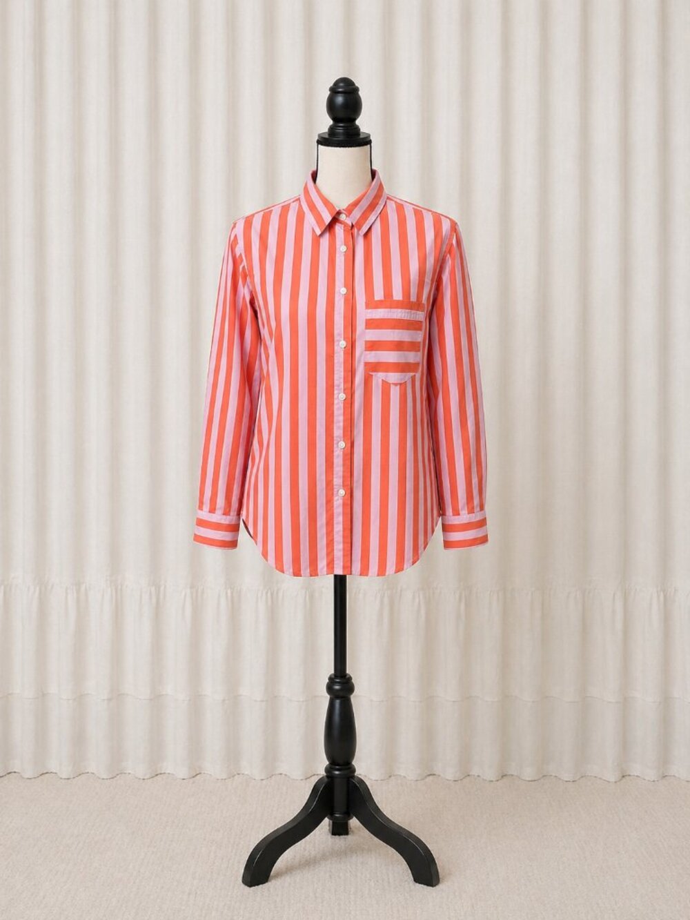 J.Crew Pink Orange Striped Button Down Shirt Long Sleeve Size 6
